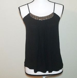 Black spaghetti strap top with beading